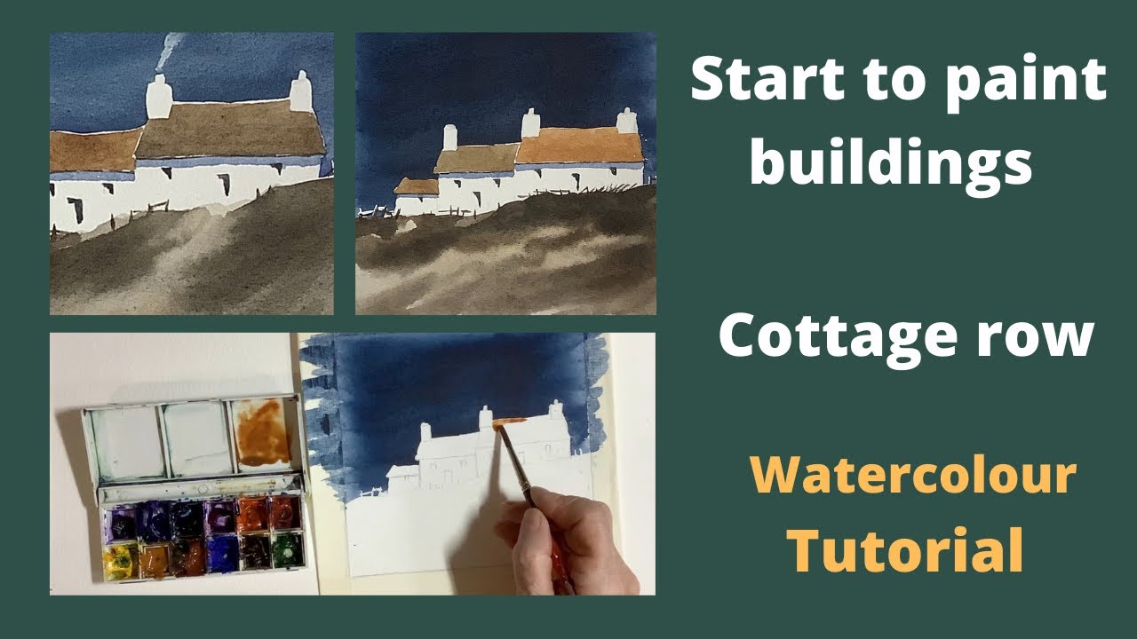 Start to paint buildings : Cottage row Watercolour tutorial.