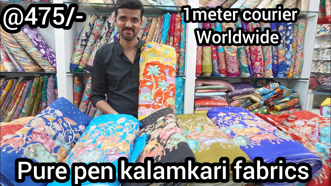 Hyderabad Exclusive Pen kalamkari fabrics in budget / 1meter courier
