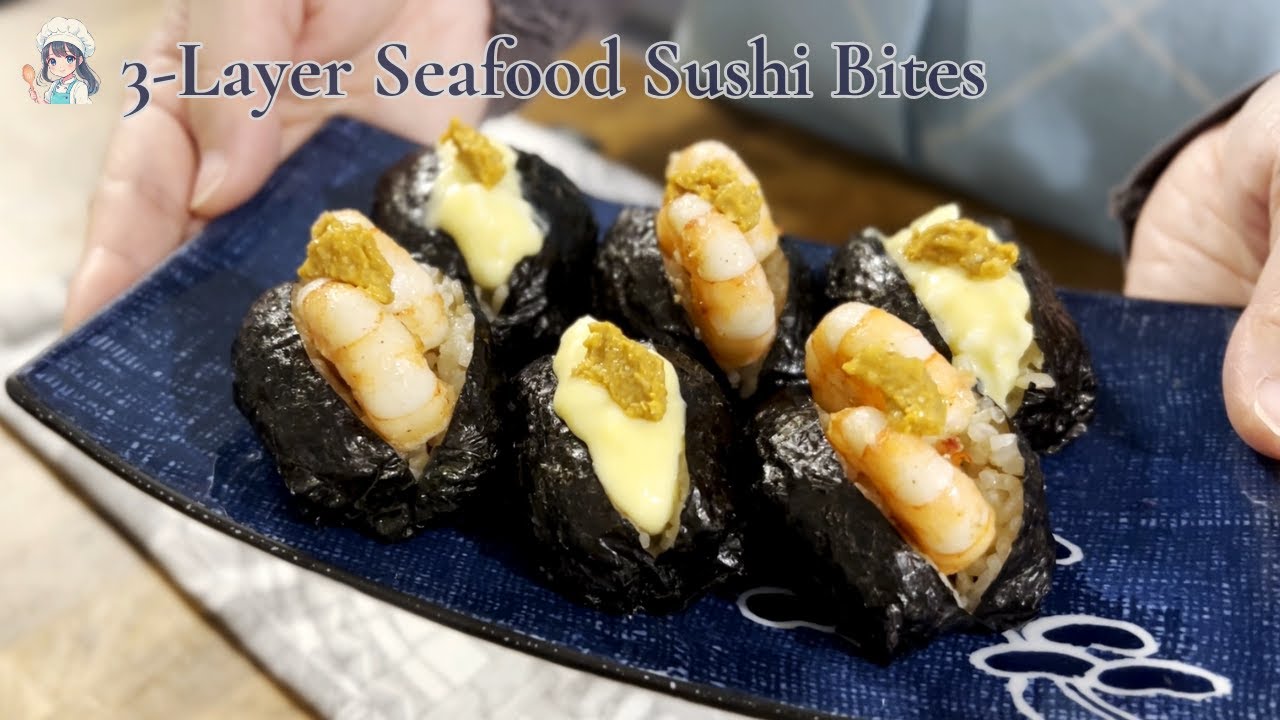 3-Layer Seafood Sushi Bites | Easy Japanese-Inspired Snack You’ll Love! 🍣✨