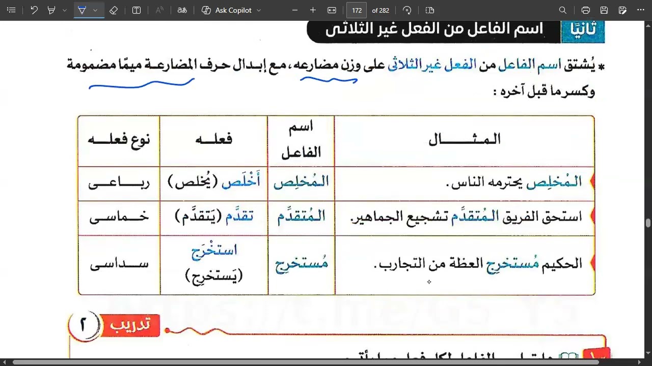 اسم الفاعل 21 الحصة الرابعةشهر فبراير