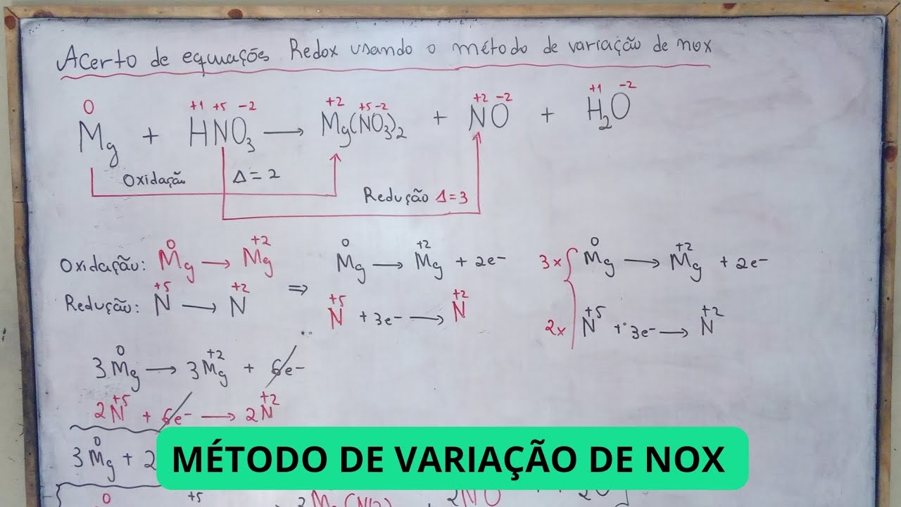 Acerto de equações redox pelo método de variação de nox (método das semi-equações)
