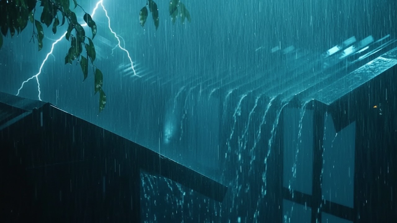 Powerful Thunderstorm Sounds with Heavy Rain on a Tin Roof for Sleeping