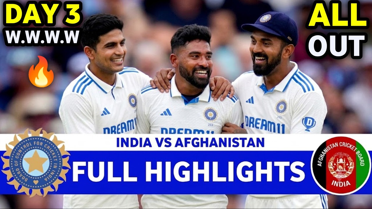 India vs Afghanistan 1st Test Match Day 3 Full Highlights 2026 | IND VS AFG 2026