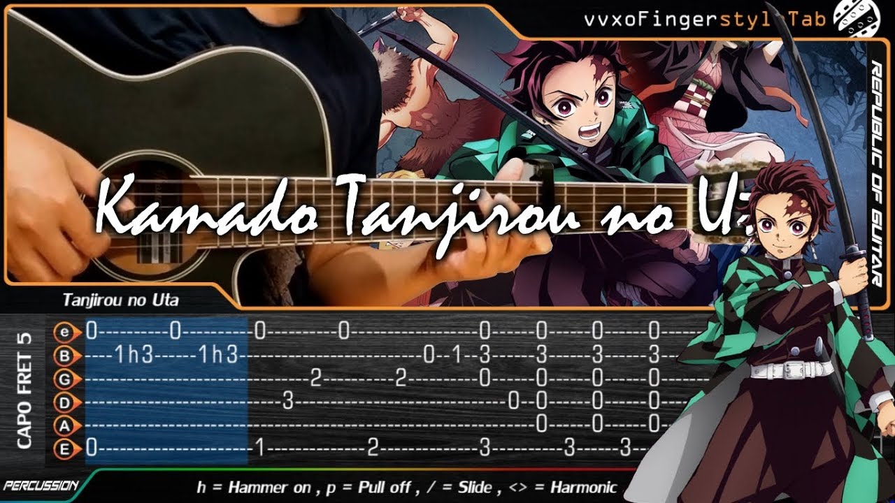 Demon Slayer: Kimetsu no Yaiba - Kamado Tanjirou no Uta - Fingerstyle Guitar Cover + TABS Tutorial