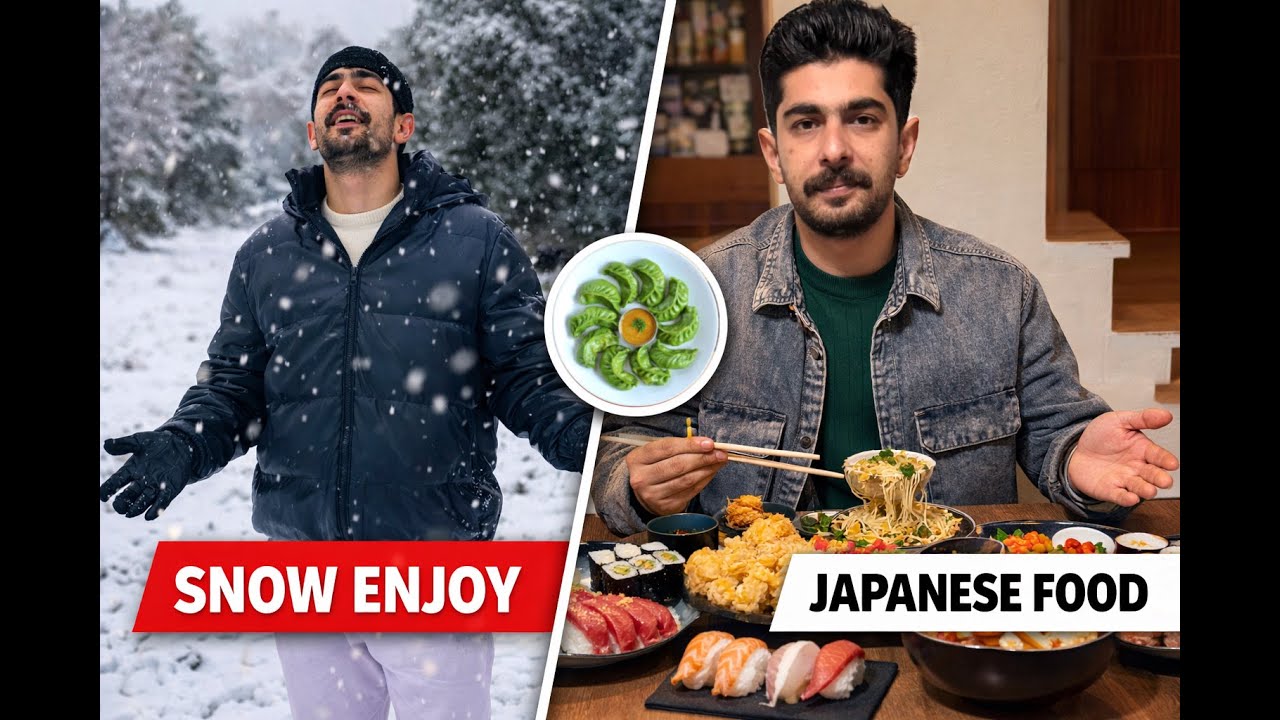 Aj Hamare Town Ma Barf Pari😱/1st Time Japanese Food Try Kiya 😋/Mazza Ay Geya😍
