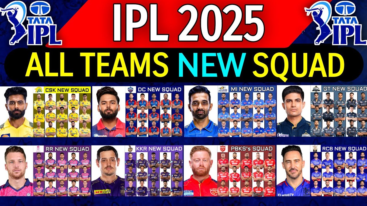 IPL 2025 - All (10) Teams Squad | All Teams Squad IPL 2025 | Indian Premier League IPL 2025 Squad |