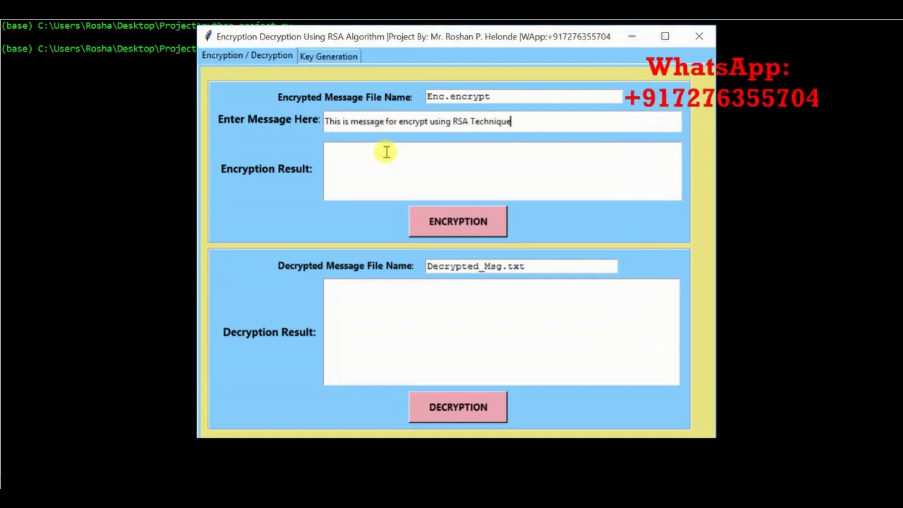 RSA Encryption Decryption Using Python   Message Encryption Using RSA Algorithm