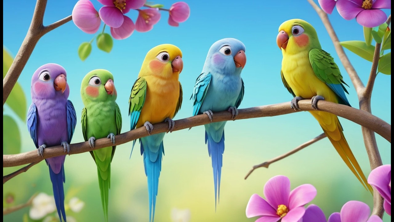 Five Little Parakeets Chirp Chirp Chirp | Colorful Bird Songs & Nursery Rhymes