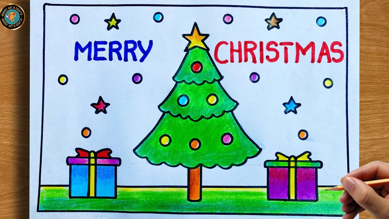 Merry Christmas Drawing easy👌| Santa Claus drawing| Christmas tree Drawing| Merry Christmas poster