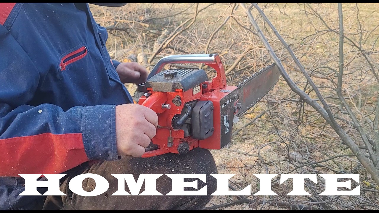 Homelite XL12 rocznik 1963r - bez taryfy ulgowej, typowa praca dla pilarki, powalanie, klockowanie.