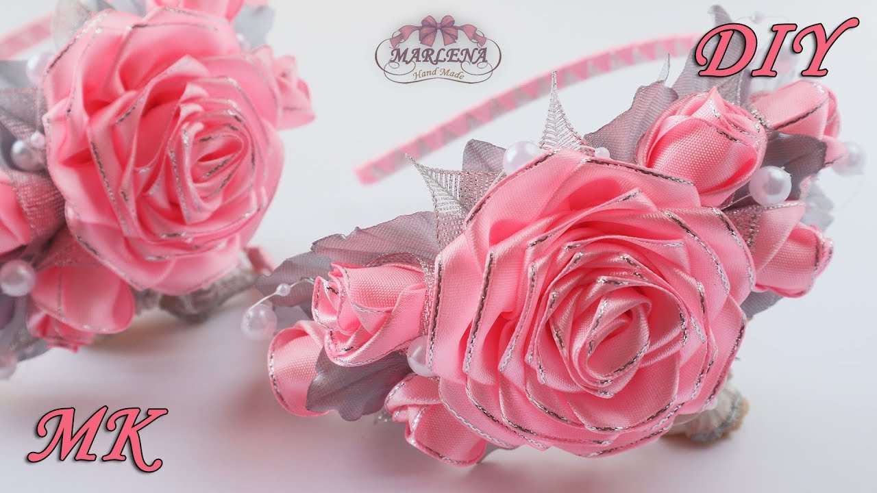 ОБОДОК С РОЗАМИ 🌹 Розы из лент МК/DIY