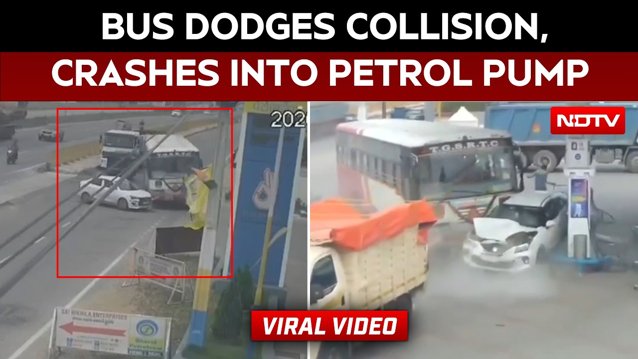 Hyderabad News: Bus Dodges Collision, Crashes Into Petrol Pump