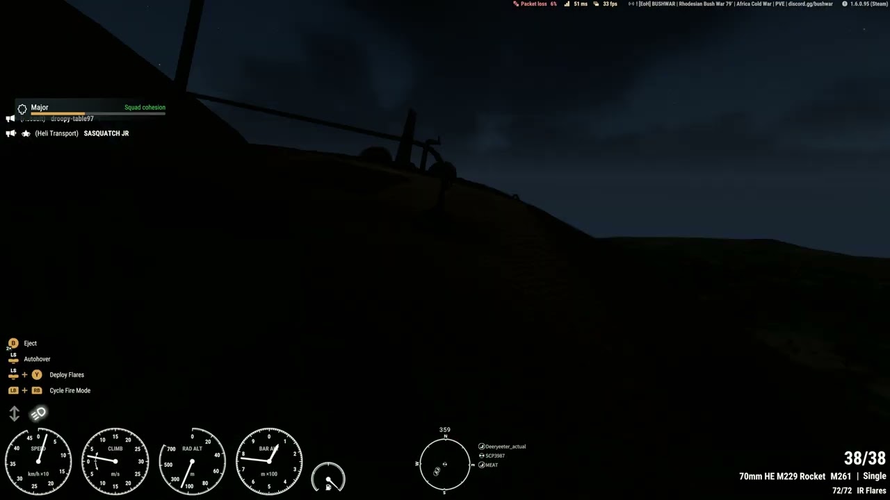 Night flying in the bush