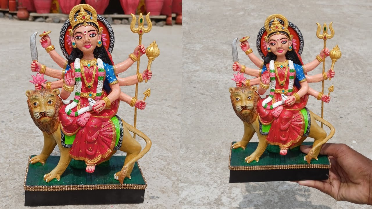 Maa Sherawaliye Color process/Durga idol making at home/Navratri special