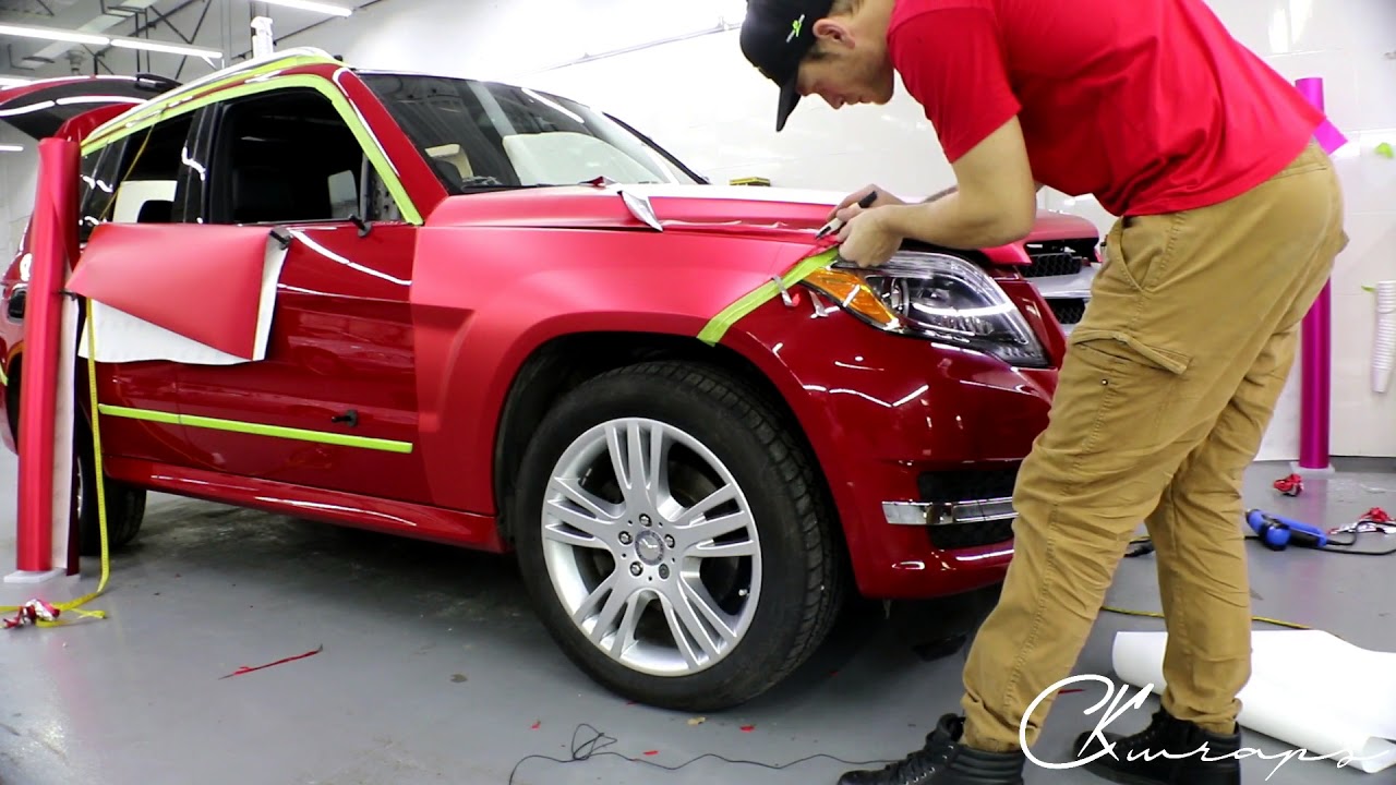 How To Vinyl Wrap Using CYS Satin Red Chrome On A Front Fender  By @ckwraps