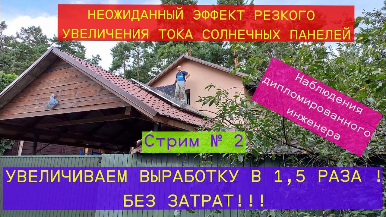 Увеличиваем выработку солнечных панелей в 1,5 раза! Без затрат! Осознаём эффект переотражения с ПОС.