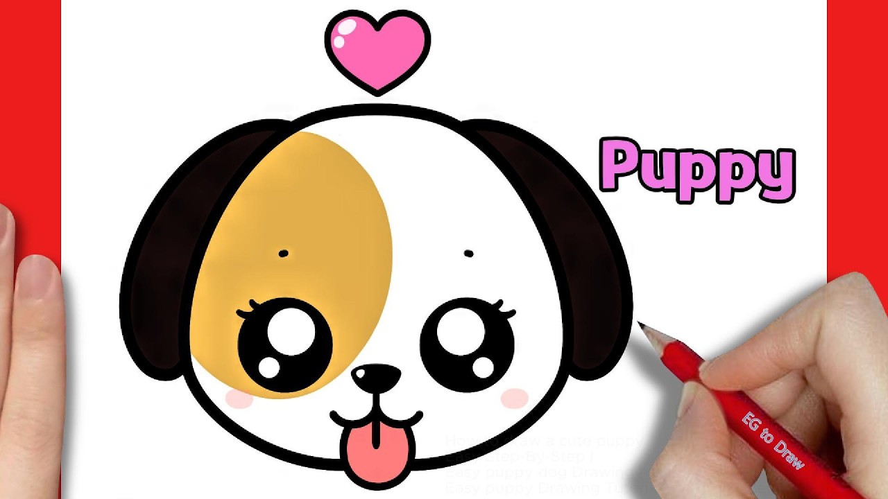 How to draw a cute puppy Easy Step-By-Step | Easy Dog Drawing Tutorial For Kids & Beginners