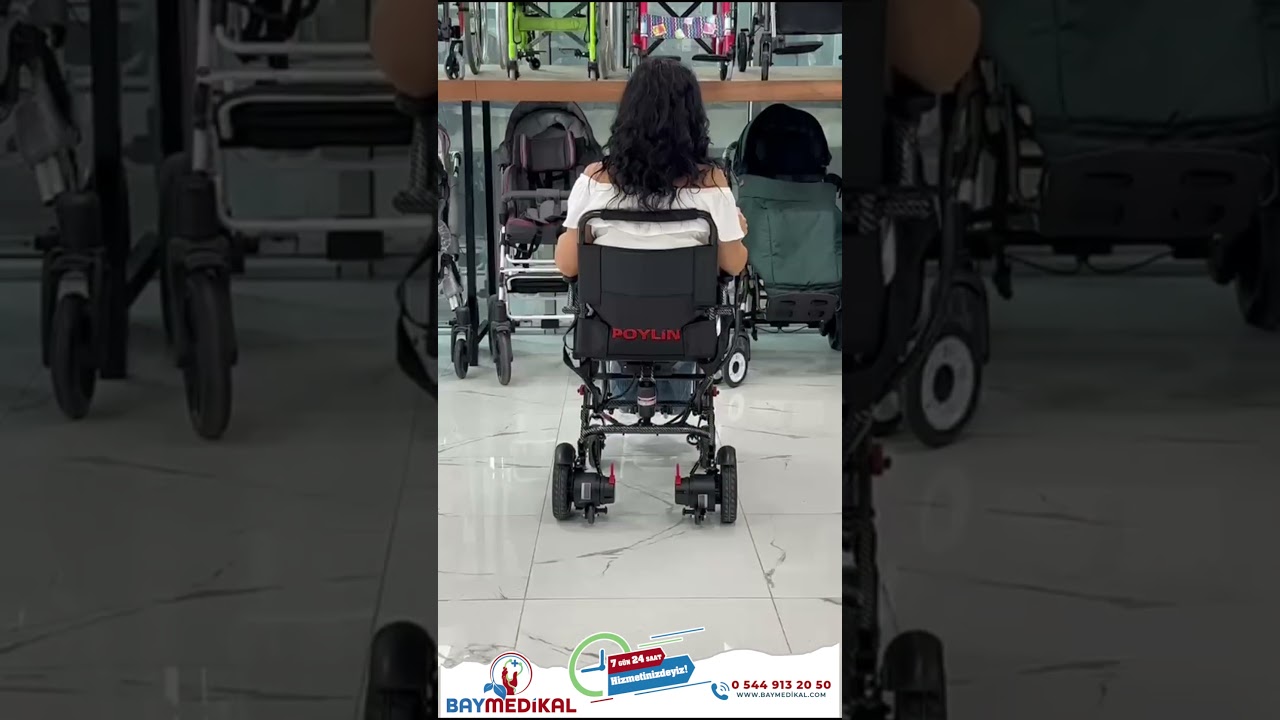 Poylin Akülü Tekerlekli Sandalye | Hafif, Katlanabilir, 100kg Kapasiteli P198