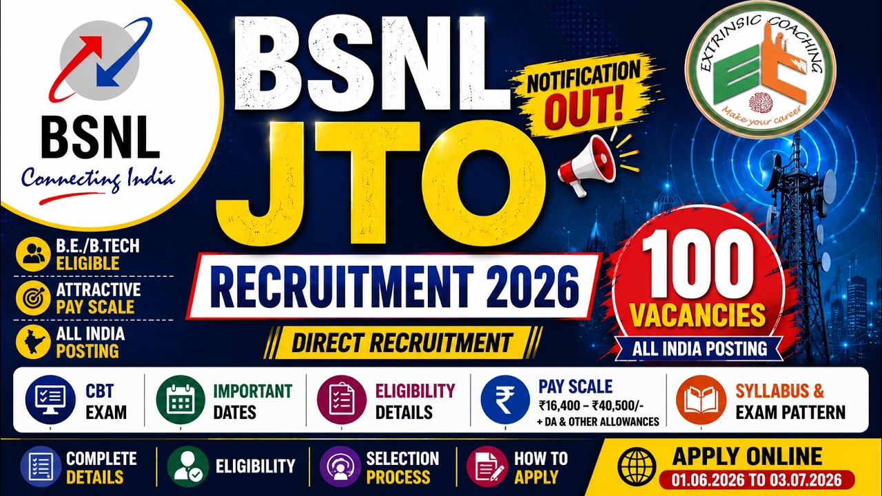 BSNL JTO 2026 Notification Released! Pay Scale, Exam Pattern & Selection Process Explained