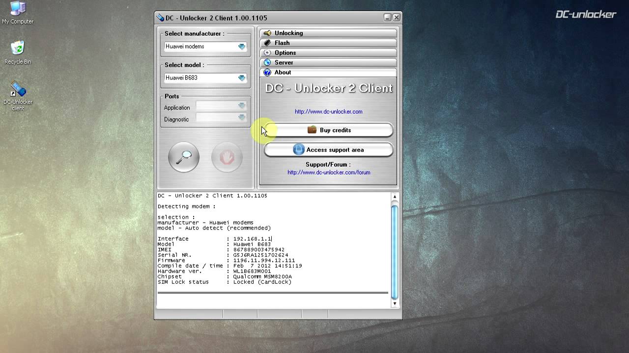 Huawei B683 Unlock tutorial by DC-Unlocker