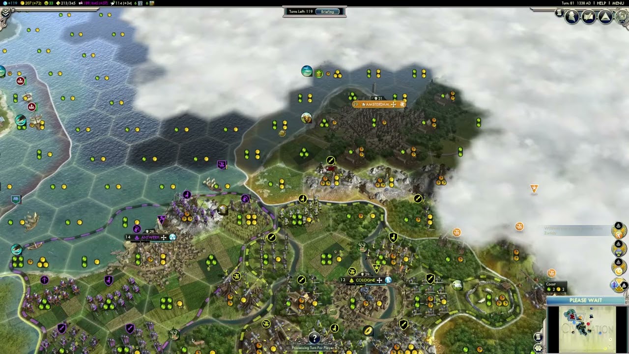 Defeating Celts, French and Jerusalem in Civ V into the the Renaissance on Deity as England. Part 3