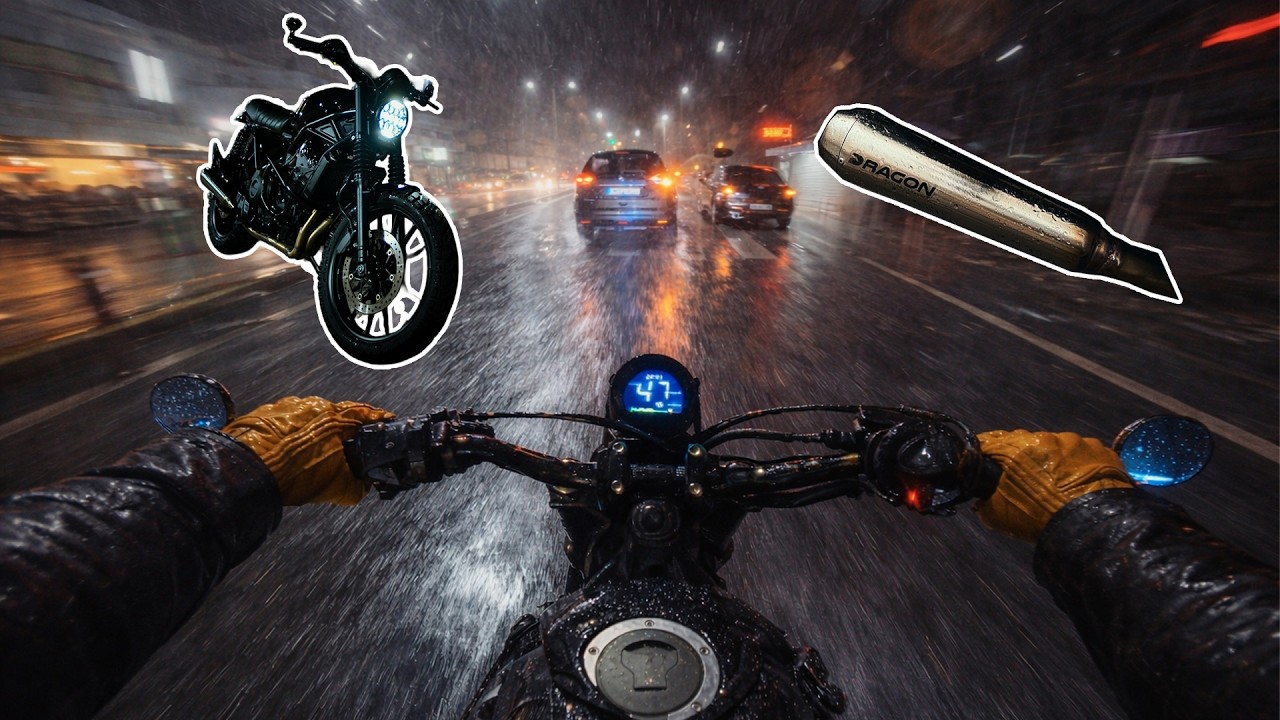 Honda CL500 custom | Heavy rain ride | Raw custom exhaust