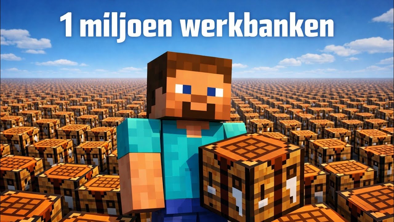 1 miljoen crafting tables verzamelen in Minecraft survival 