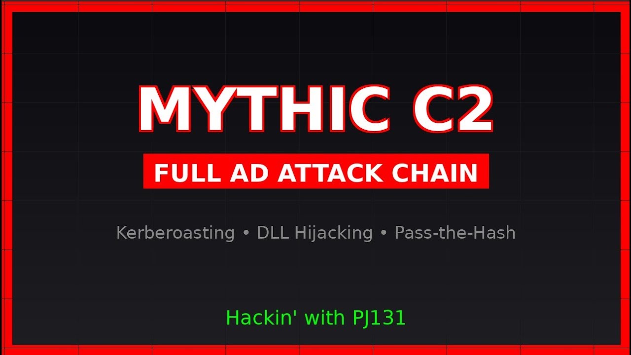 Mythic C2 - Full Active Directory Attack Chain (Kerberoasting, DLL Hijacking, Pass-the-Hash)