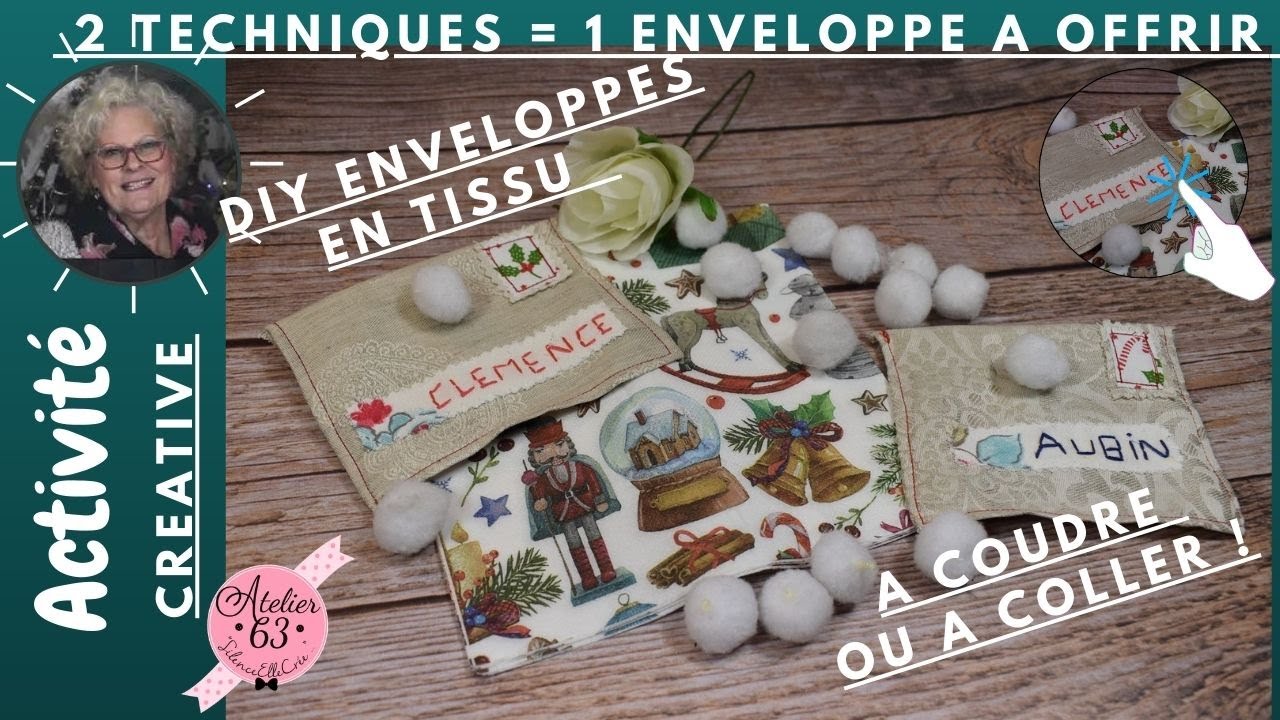 🌟💌10 mn Chrono pour CREER une ENVELOPPE pleine de charme EN TISSU A OFFRIR ©A63