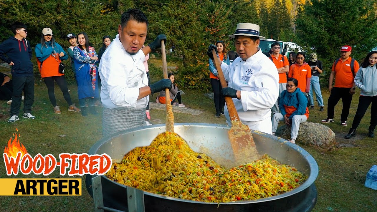 The Giant Pilaf in the Wild! 300KG PICNIC PILAF in Mongolia! | Wood-Fired w/Tulga & OTP