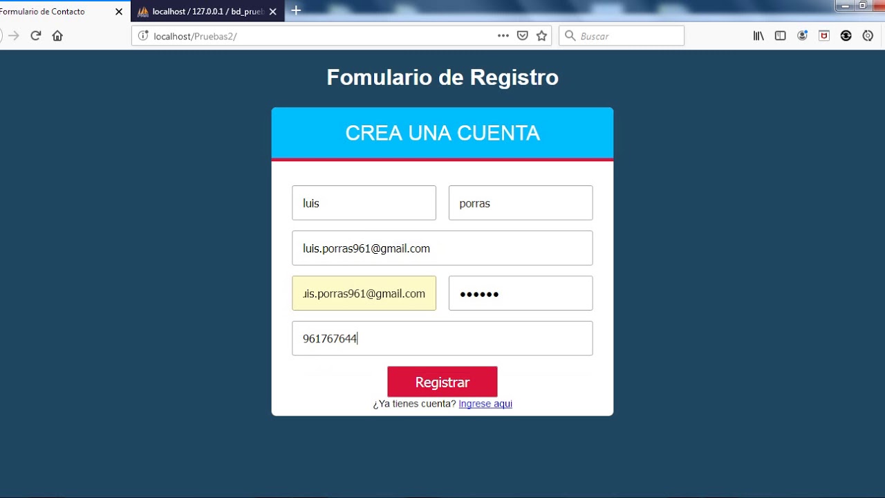 Insertar registros a una base de datos MySQL con php