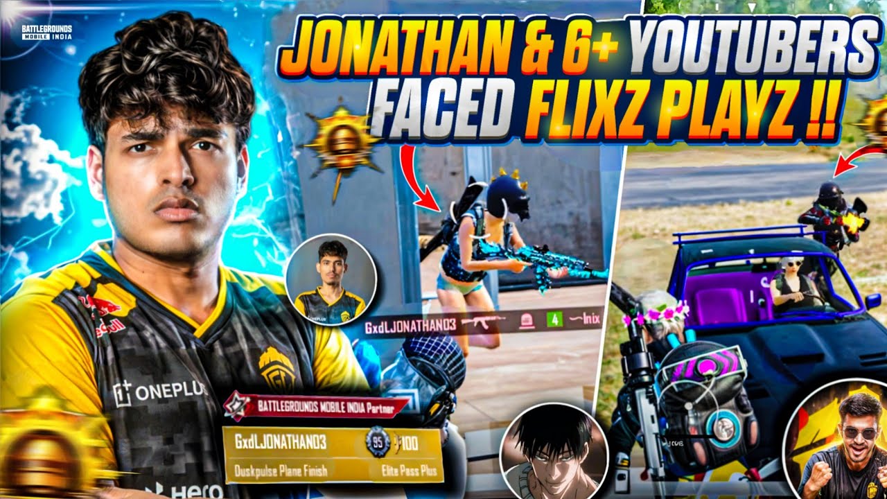 @JONATHANGAMINGYT & 6+ YOUTUBERS FACED FLIXZ PLAYZ 💛💥 !! | BGMI - PUBG | FlixZ PlayZ