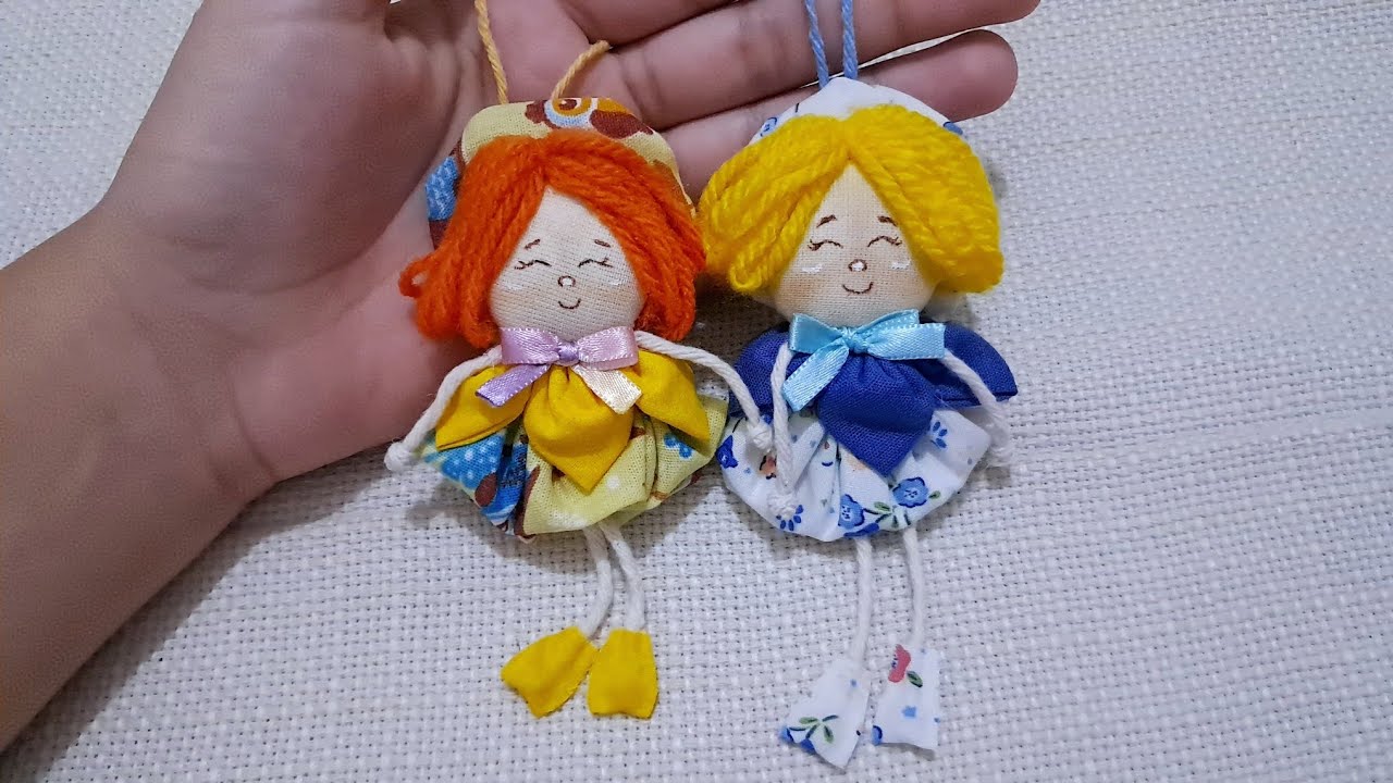 Como Fazer Um Chaveiro Bonequinha De Fuxico Com Vestido Diferente Fácil De Fazer