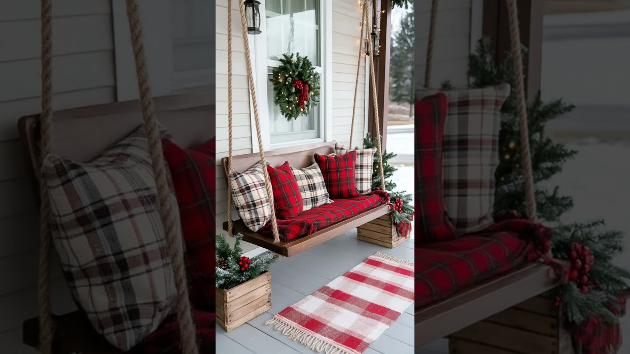 15 Small Front Porch Christmas Decor Ideas In Rustic Country Style For A Farmhouse