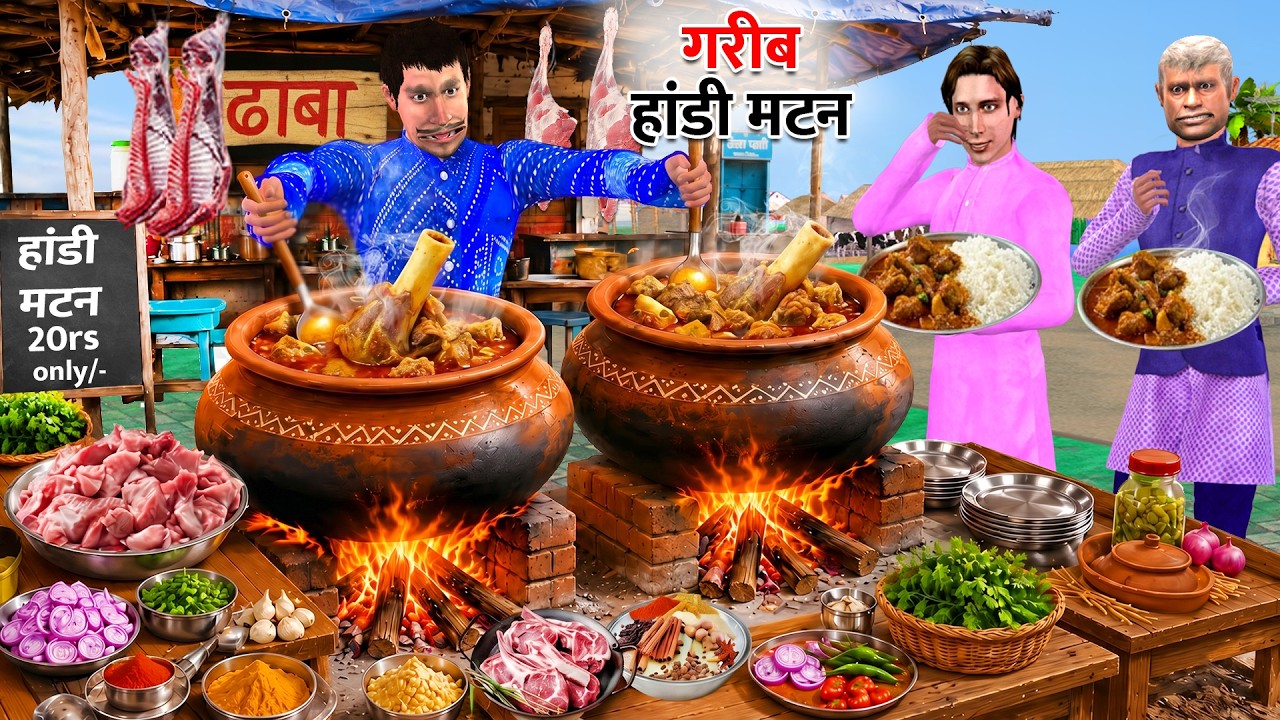 Garib Handi Mutton Wala Famous Street Food Tasty Mutton Curry Comedy Hindi Kahaniya Moral Stories