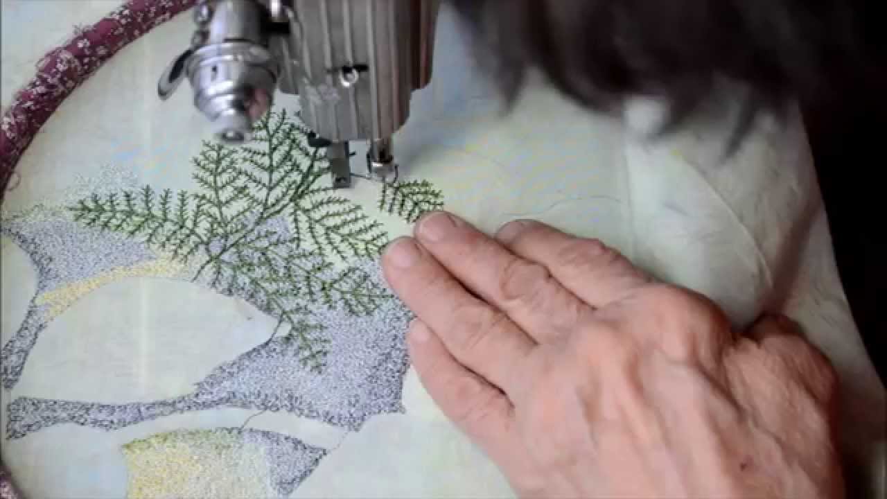 Ferns:  Free Motion Embroidery Art With a Vintage Treadle Sewing Machine