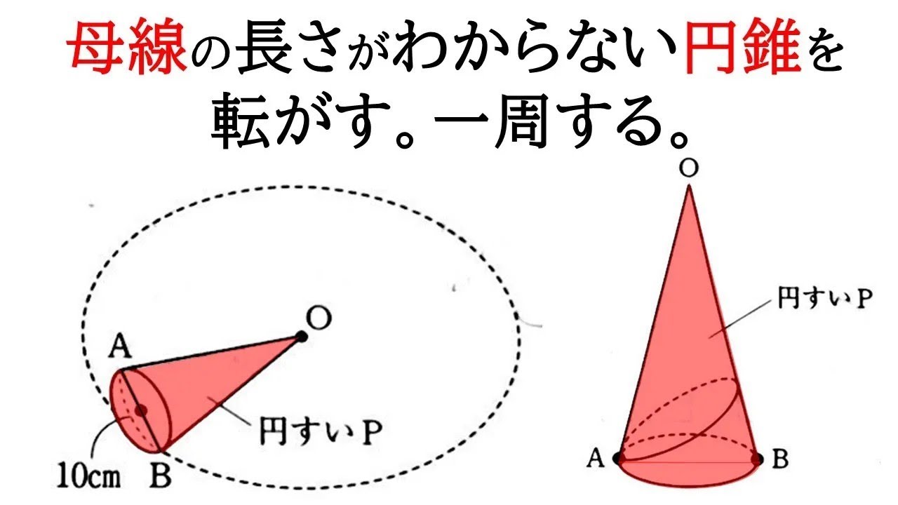 【空間図形】母線の長さがわからない円錐を転がす【中1数学】