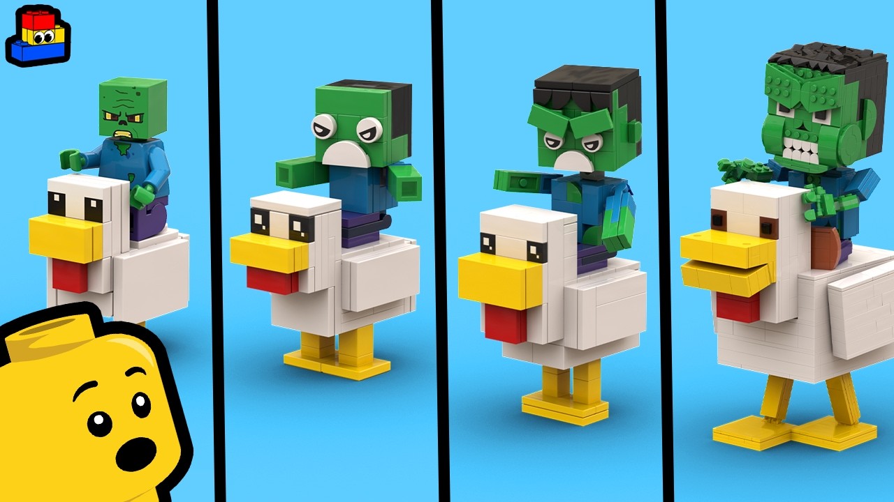 Building LEGO Chicken Jockey! (Noob / Pro / Hacker / GOD) - Minecraft