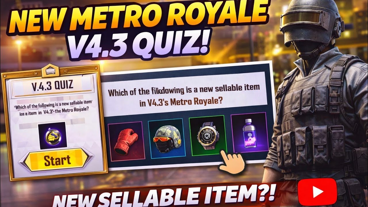 PUBG Mobile V4.3 Quiz Answers 🔥 New Sellable Item in Metro Royale | Full Guide 2026