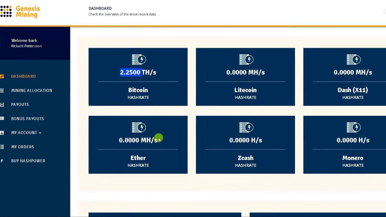 Genesis Mining review first Month 2,25 TH/s Contract