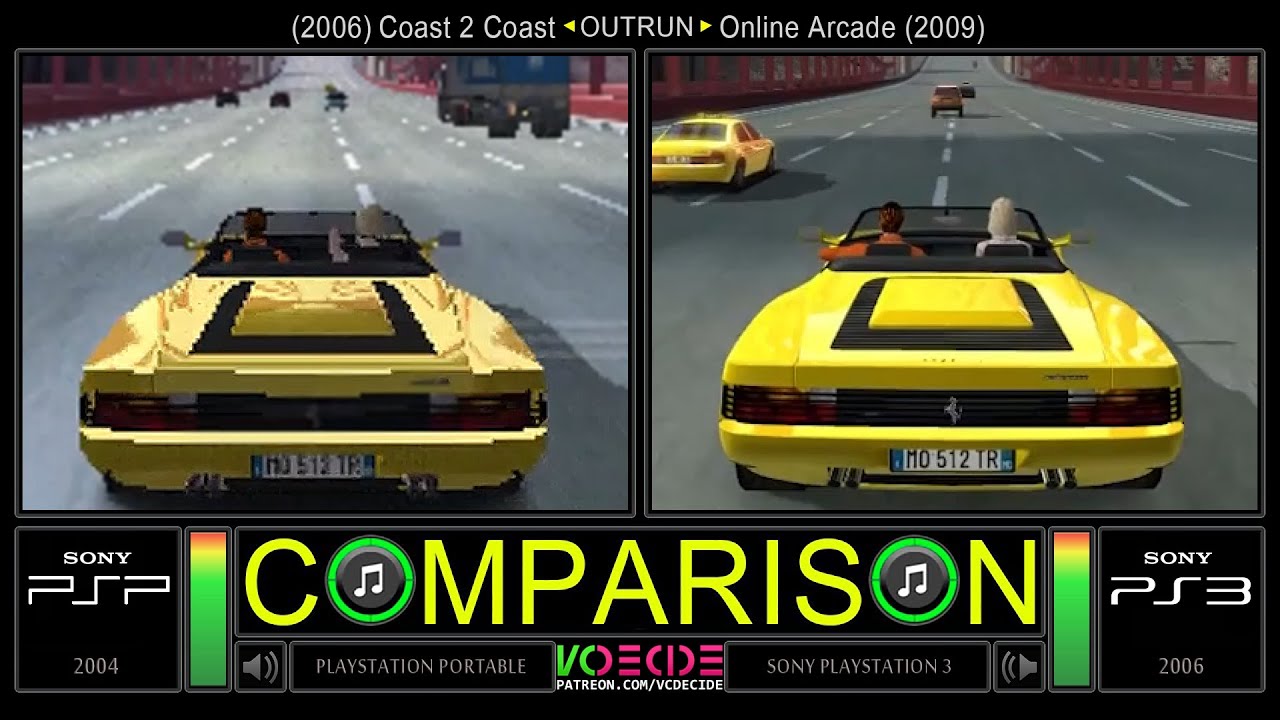 PSP vs PlayStation 3 (Outrun 2) Side by Side Comparison