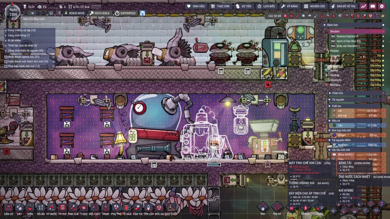 Oxygen Not Included : chế thermite từ niobium vét được từ hành tin siêu dẫn