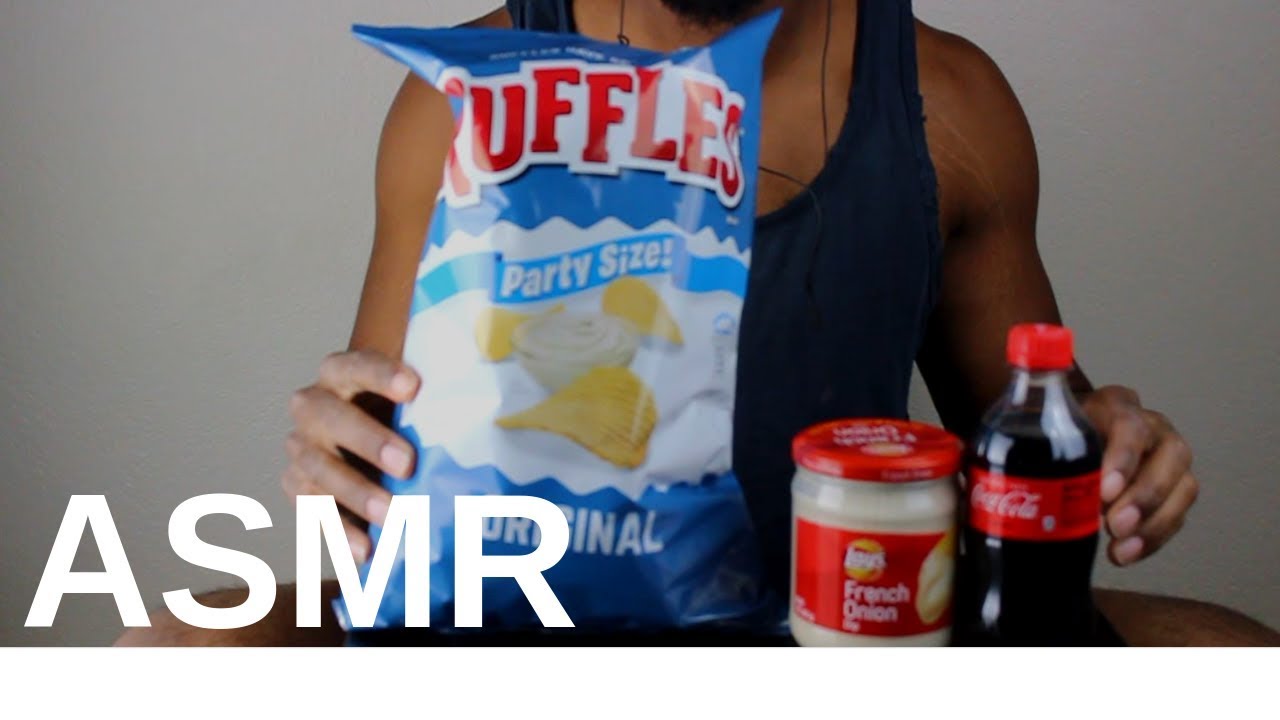 ASMR EATING RUFFLES CHIPS , FRENCH ONION DIP , & A COKE ( No Talking ) | ASMR TY