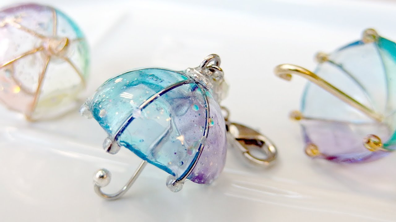 【UVレジン】100均材料で小さな雨傘のチャームを作りました！resin DIY