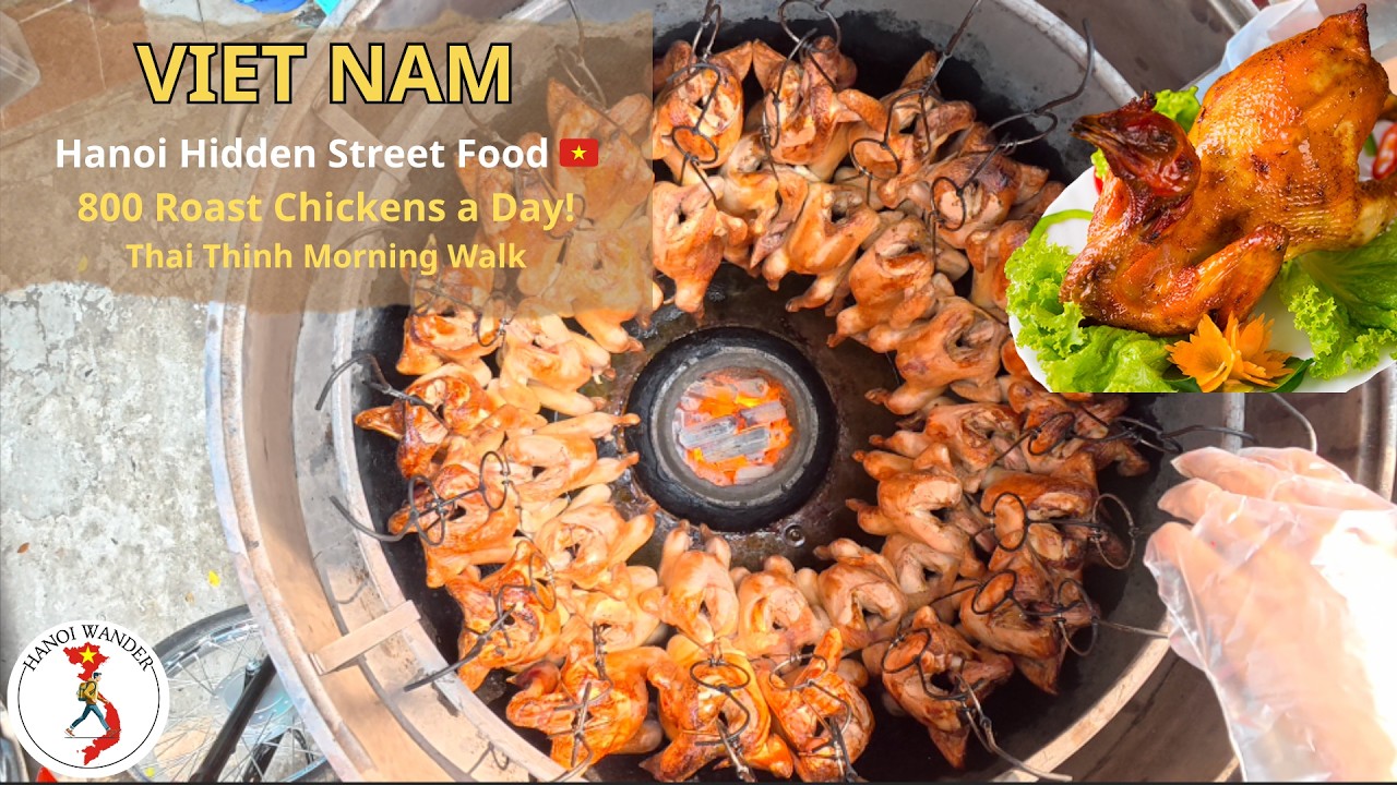 Hanoi Hidden Breakfast Street 🇻🇳 | $0 80 Banh Mi & 800 Roast Chickens a Day | Thai Thinh Walk 4K