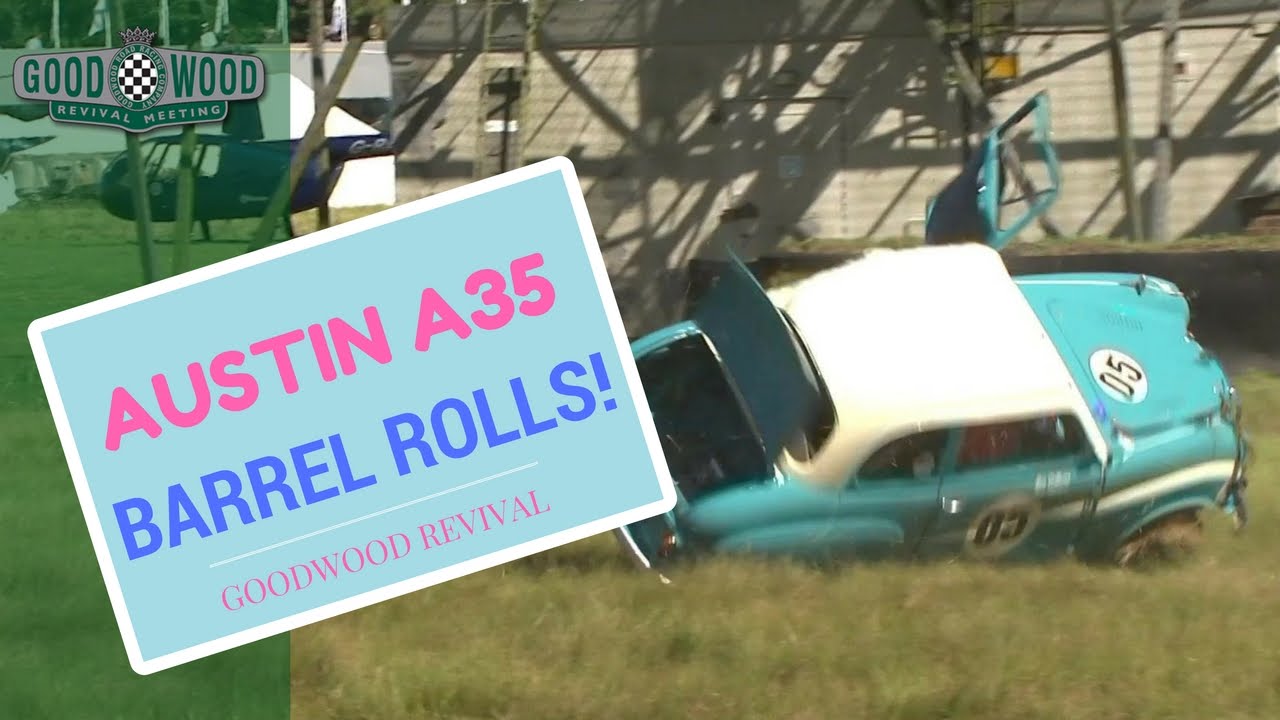 Austin A35 barrel rolls at Revival