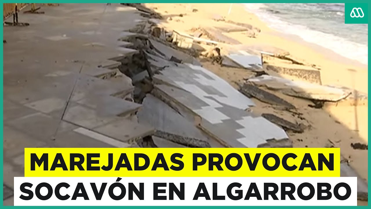 Marejadas provocan socavón en paseo peatonal de Algarrobo