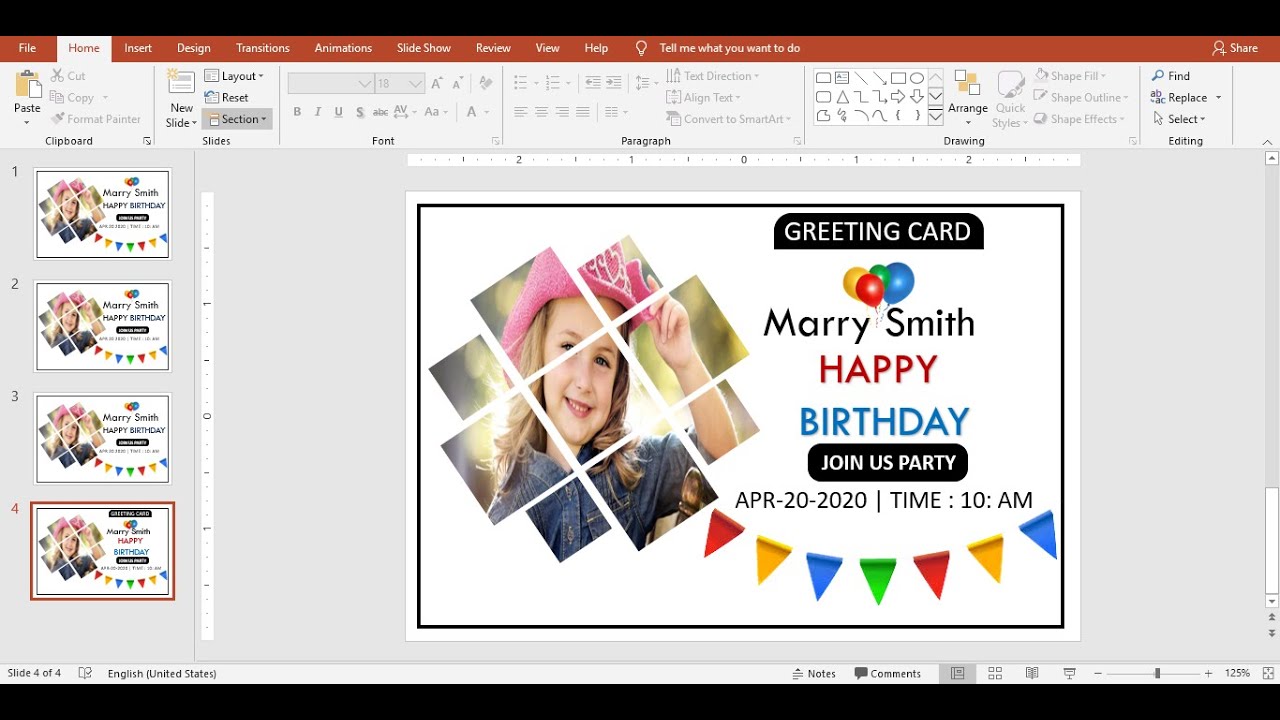 Greeting Card Design in PowerPoint Tutorial | Birthday Card Design