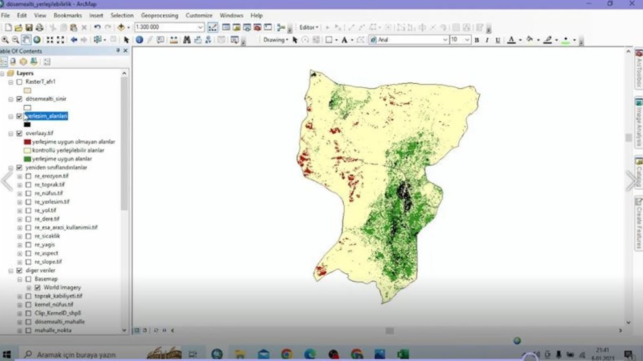 22- Yerleşilebilirlik Analizi- Weighted Overlay (Ağırlıklı Çakıştırma) Analizi arcgis
