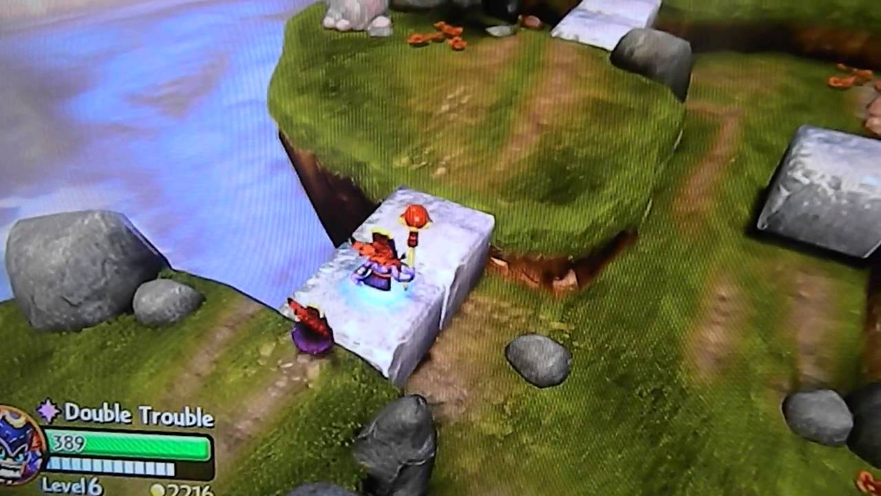 Skylanders Giants Glitch - Royal Double Trouble's Clones sink in the block bridge